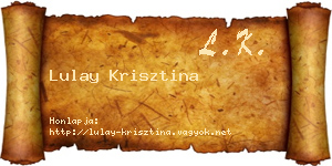 Lulay Krisztina névjegykártya
